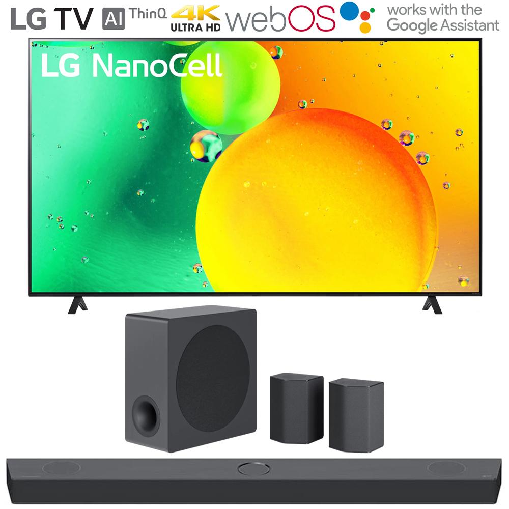 LG 75" HDR 4K UHD Smart NanoCell LED TV 2022 w/ LG S95QR High Res Audio Sound Bar