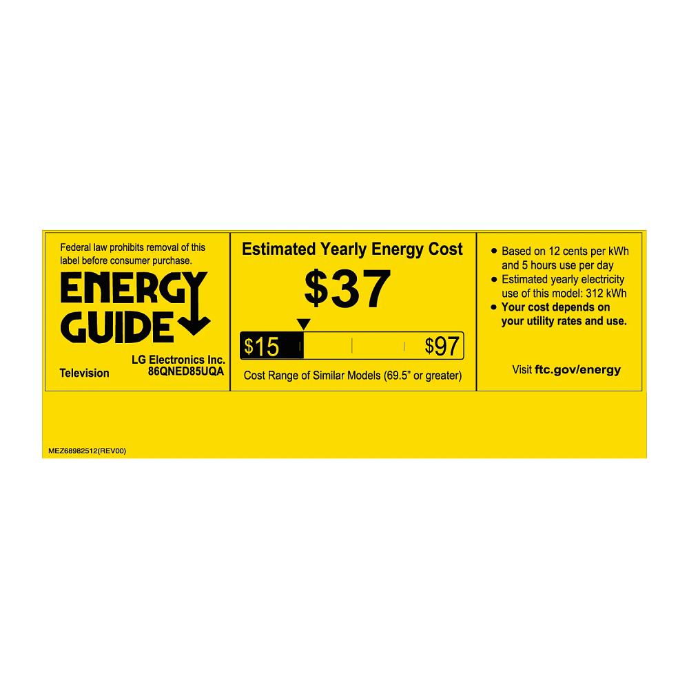LG 86QNED85UQA 86 Inch HDR 4K Smart QNED Mini-LED TV (2022)